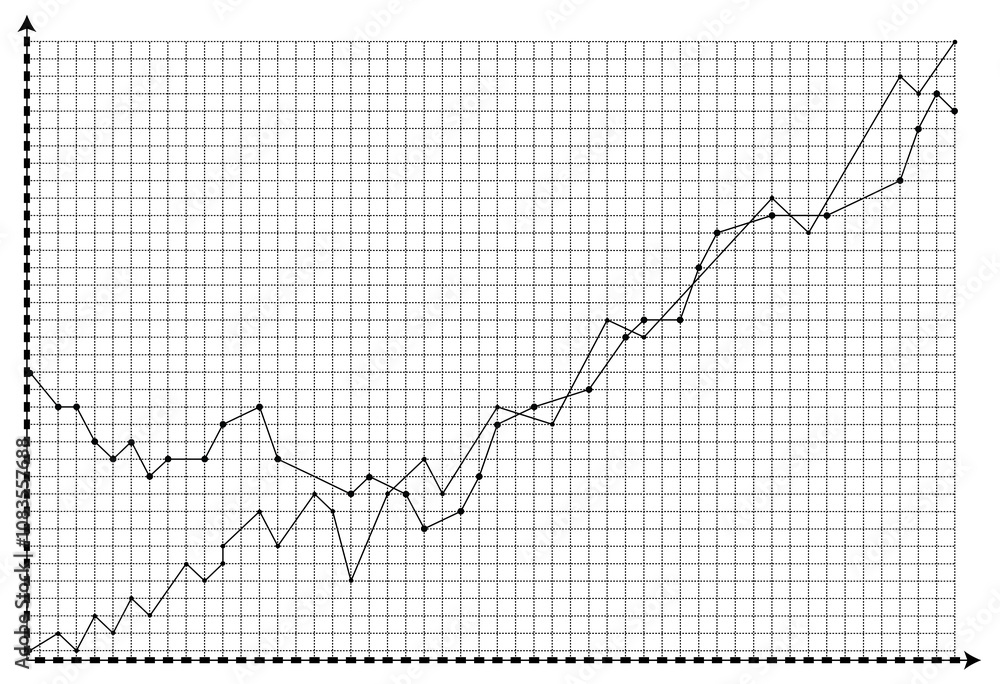 Poster A line graph with data points plotted on a grid. It shows an upward trend. Simple style, grid background. Concept of data analysis or statistics