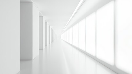 Fototapeta premium Minimalist White Corridor with Natural Light