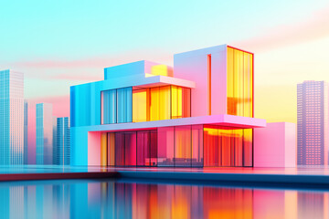 Modern smart home against the background