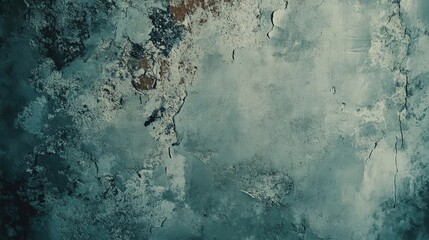 Textured Grunge Wall with Cracked Surface and Peeling Paint in Shades of Blue and Gray, Perfect for Backgrounds or Artistic Projects