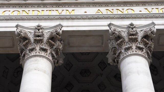 Doric and Ionic Columns of The Royal Exchange, London, Classical Roman Architecture, UK Britain, Europe