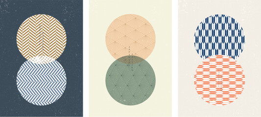 Geometric pattern in Japnese style. Line pattern in vintage style. Template and banner design.