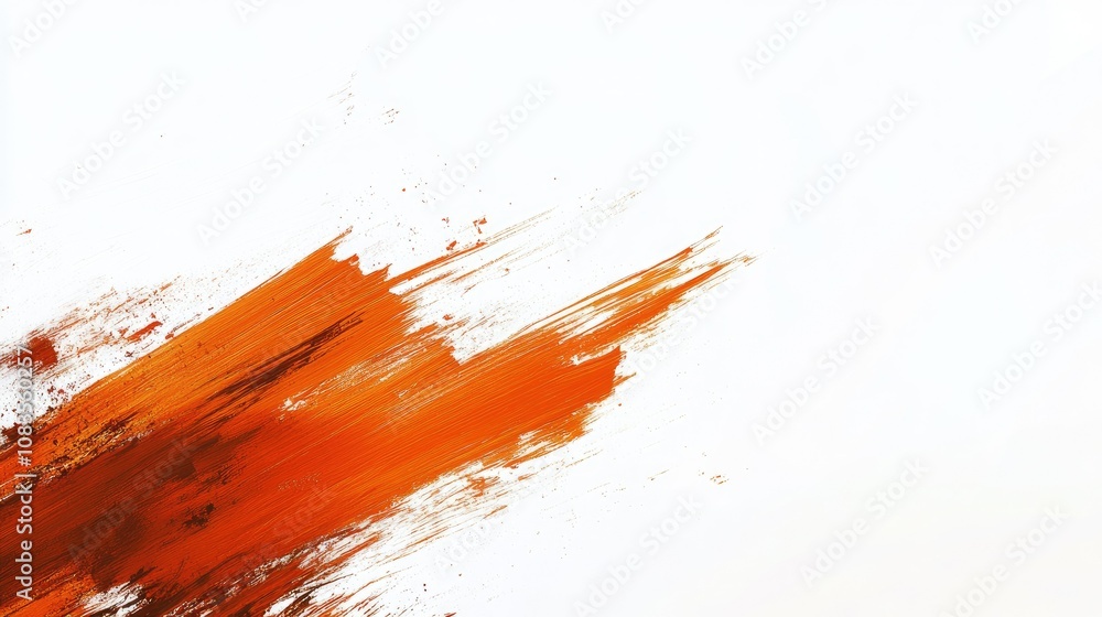 Poster abstract orange brush strokes on white canvas background creating a vibrant and dynamic artistic eff