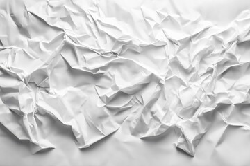 Obraz premium Abstract close-up of crumpled white paper, showcasing its texture and folds. The monochromatic palette creates a visually striking image.