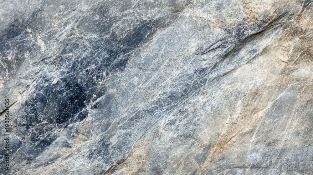 Aufkleber close-up view of abstract natural stone texture with shades of gray and blue, ideal for backgrounds 