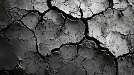 Fototapeta premium Dark Cracked Soil Texture Ideal for Backgrounds and Natural Themes, Perfect for Illustrations of Drought, Erosion, and Natural Surface Patterns in Black and White