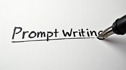 Fountain Pen Writing Prompt Text on White Paper Surface