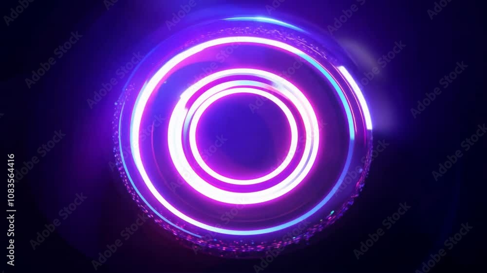 Poster vibrant abstract design circular light patterns in purple and blue hues create mesmerizing visual ef