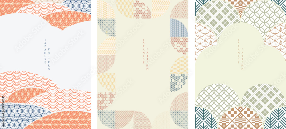 Wall mural geometric pattern in japnese style. line pattern in vintage style. template and banner design.