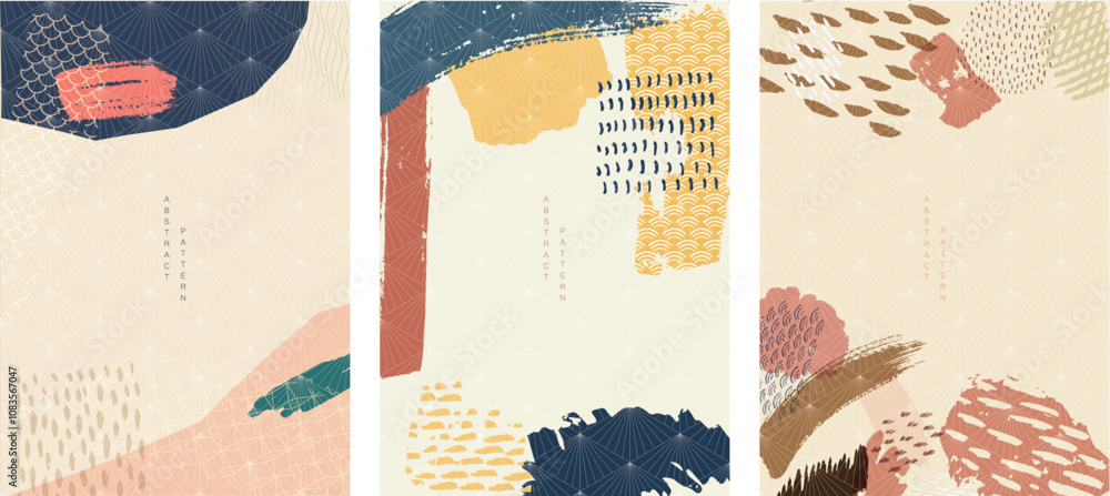 Wall mural brush stroke texture background. geometric pattern in japnese style. line pattern in vintage style. 