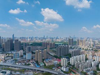 Fototapeta premium Skyline of the city landmark Central Business District in Wuhan, China