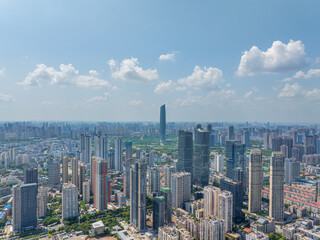Obraz premium Skyline of the city landmark Central Business District in Wuhan, China