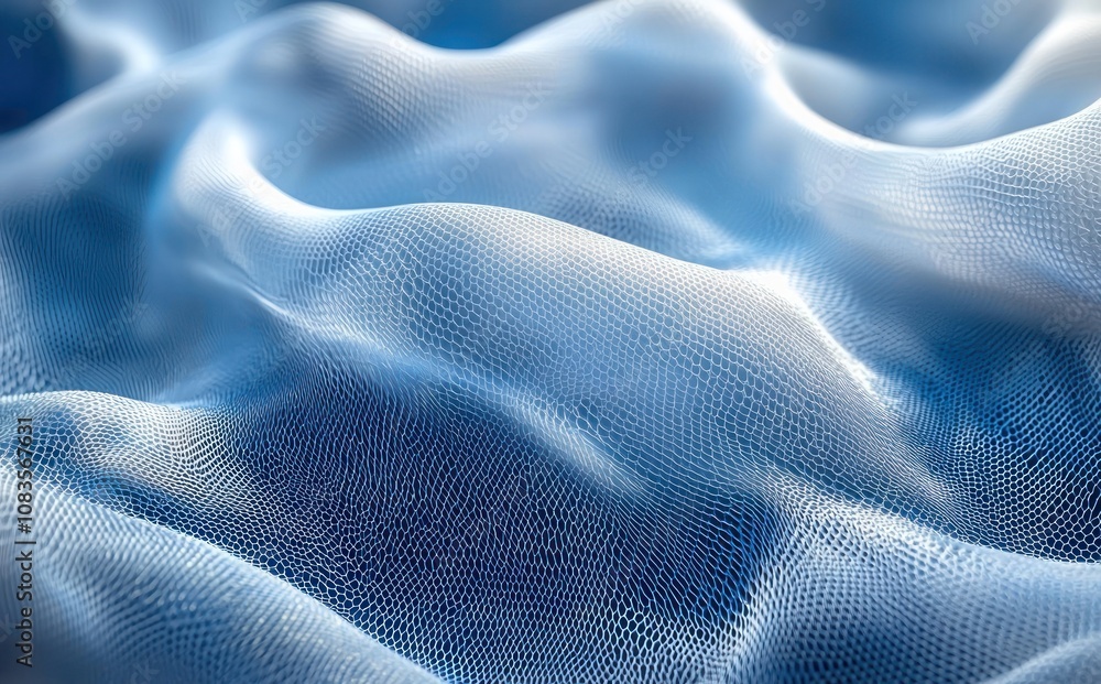 Poster Abstract Blue and White Grid Pattern with Wavy Surface