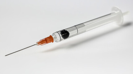 Fototapeta premium A simple, modern design showing a syringe with medicine inside, representing healthcare technology.