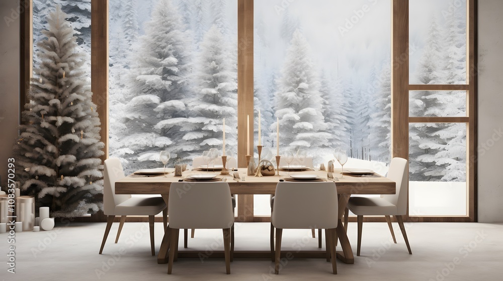 Poster simplified minimalist christmas setting with open spaces ai generated illustration