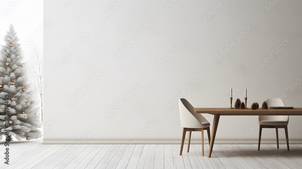Poster simplified minimalist christmas setting with open spaces ai generated illustration