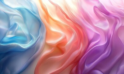 Obraz premium Abstract Draped Fabric in Pastel Blue, Orange, and Purple Hues