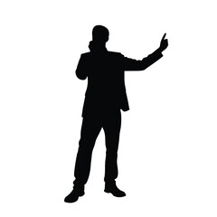 A man in a suit holding his arms up in the air. He is wearing a tie and has a briefcase