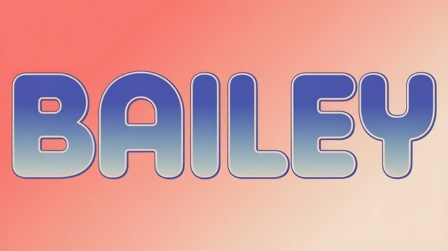 blue typography of the name Bailey on gradient coral background - Powered by Adobe
