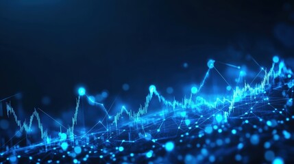 Dynamic blue digital data visualization on futuristic grid background.