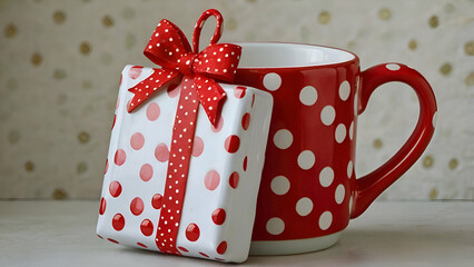 red cup and a gift on a table