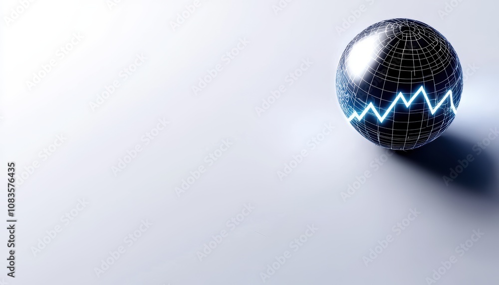 Poster a futuristic globe with a digital heartbeat line, representing data analytics and technology trends.