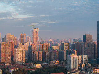 Fototapeta premium Landmark view of two rivers and four banks city in Wuhan, China