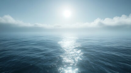 Fototapeta premium Calm Ocean Water Under a Misty Sky