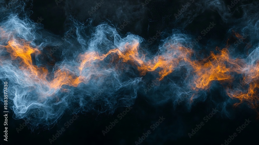 Poster dynamic interplay of smoke and flame: captivating abstract background with orange and blue swirls fo