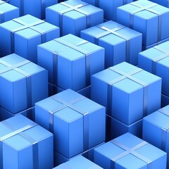 Obraz premium A seamless pattern of blue gift boxes stacked together, perfect for holiday promotions and branding.