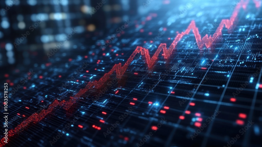 Aufkleber Red Line Graph on a Digital Display