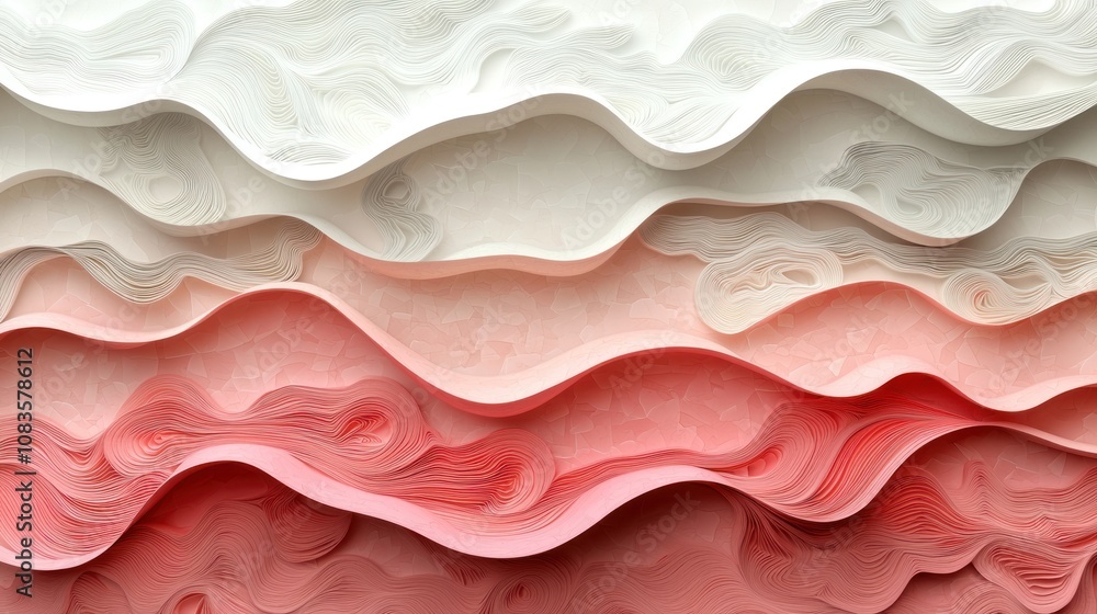 Aufkleber abstract layered wavy pattern in pink and white