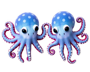 Cute octopus on transparent background