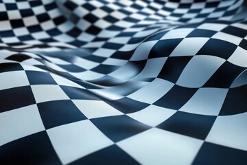 Close-up of a Wavy Black and White Checkered Fabric
