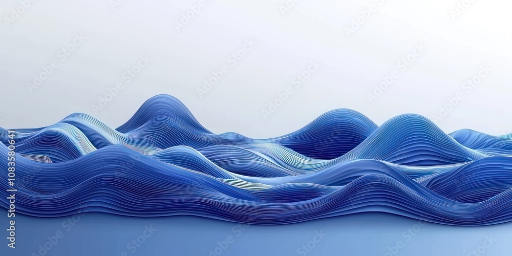 Poster abstract blue wave pattern with layers and depth