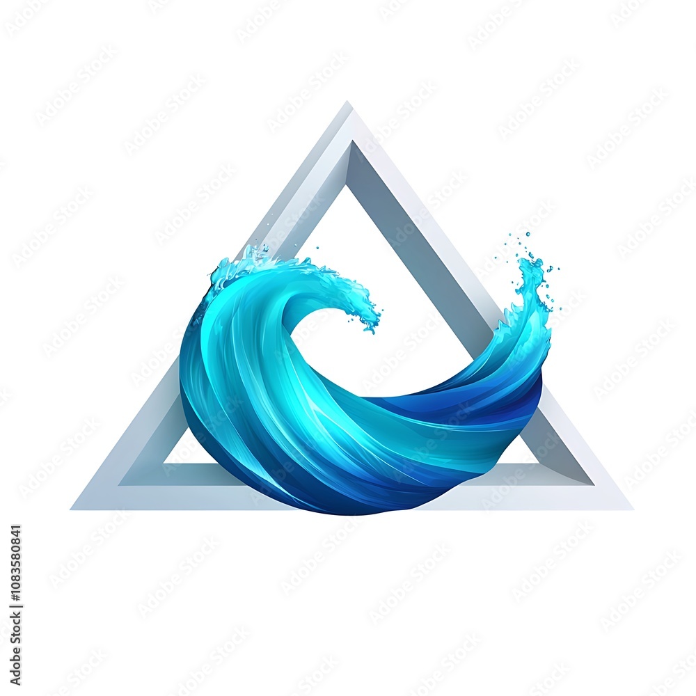 Aufkleber abstract wave design with geometric triangle shape symbolizing fluidity and motion, perfect for ocea