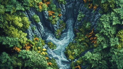 A breathtaking landscape with flowing rivers cutting through lush greenery and scenic nature, perfect for capturing the essence of untouched wilderness and serene outdoor beauty.