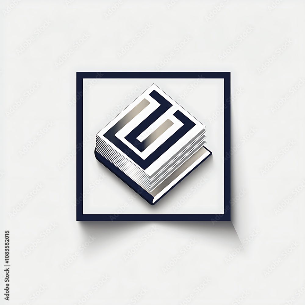 Aufkleber abstract illustration of a stylized stack of books featuring geometric patterns and modern design el