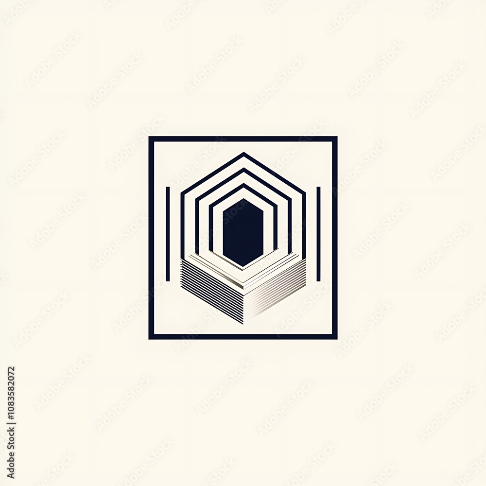 Aufkleber abstract geometric design featuring layered shapes within a square frame, showcasing a modern artist