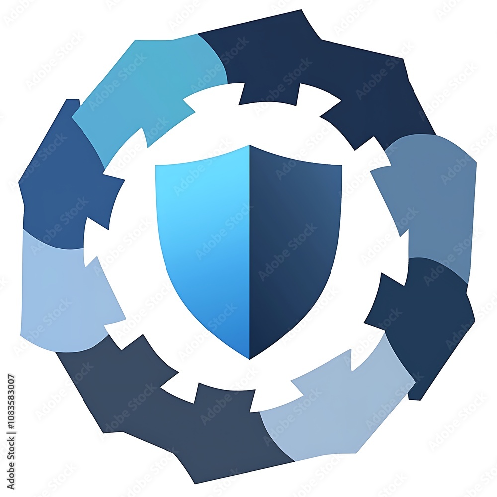 Aufkleber modern abstract shield emblem with geometric shapes and blue color palette for creative and tech-rel