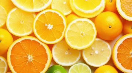 Obraz premium Fresh Citrus Fruits Arrangement on White Background