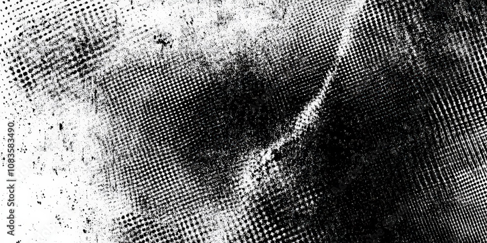 Poster abstract halftone gradient background in black and white with grunge texture for creative design and