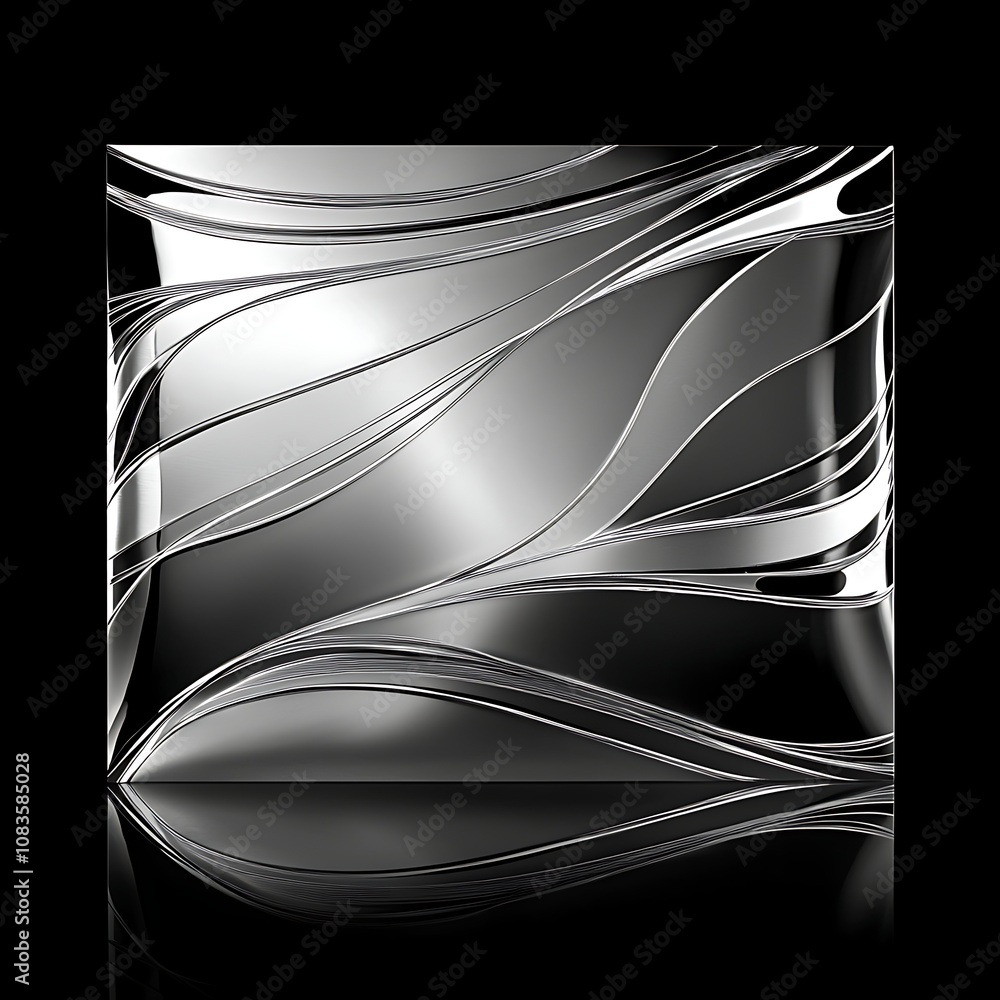 Aufkleber abstract silver wave pattern on a polished surface displaying sleek lines and reflective surfaces id