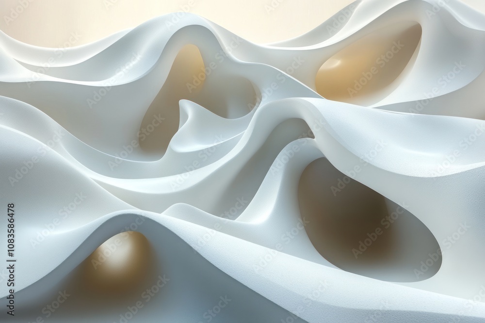Poster abstract white curved shapes with openings