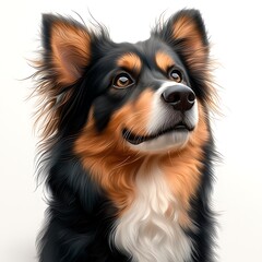 Fototapeta premium This digital art illustration features a stunning portrait of a Koolie dog, a hardworking and intelligent breed originally from Australia