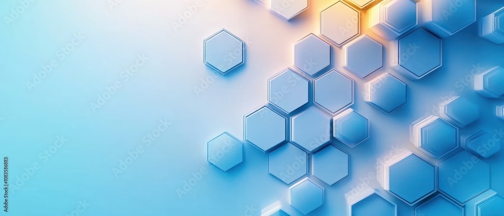 Aufkleber Abstract 3D Hexagon Pattern with Gradient Blue and White Colors