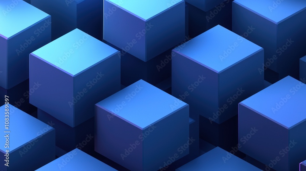 Poster abstract blue geometric shapes with gradient illumination