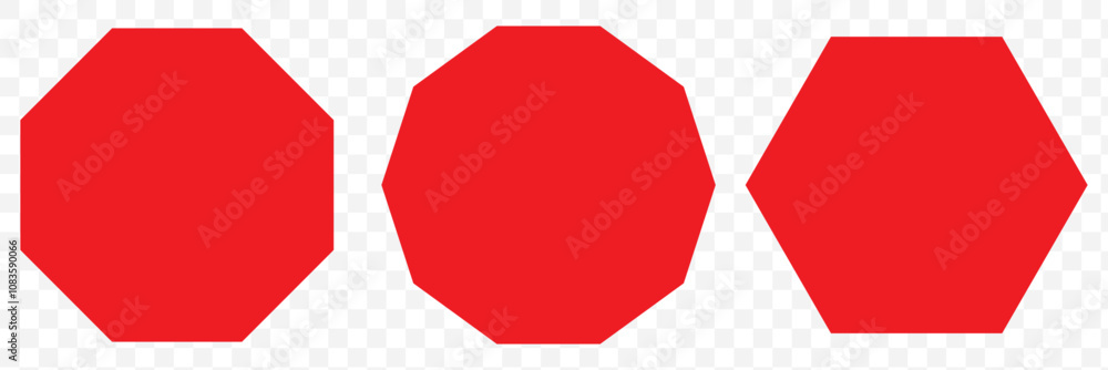 Aufkleber black octagon icon set of vector geometry polygon. octagon icon pack. geometry octagonal eight sided