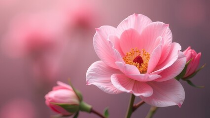 Fototapeta premium A pink flower with a pink background