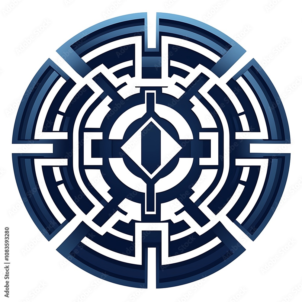Aufkleber intricate geometric labyrinth design featuring circular pattern, complex lines and shapes, ideal for